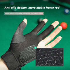 Open Finger Billiard Pool Gloves Adjustable Sticker Polyester Billiard Gloves Portable Lightweight Reusable Training Accessories