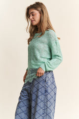 J.NNA Lace Detail Long Sleeve Knit Top