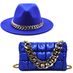 Fedora Hats Women Luxury Accessories Gold Chain