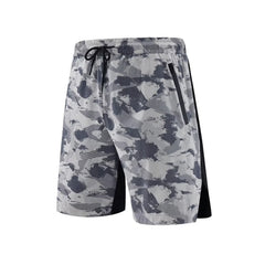 Men Run Shorts Camouflage Zipper Pockets Gym Workout Training Pants 2023 New Casual Sports Fitness Male Sportwear