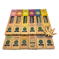 Batch of organic incense Ullas 12 different Aromas handmade without child labor, with gift burner, each box is 25g.