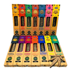 Batch of organic incense Ullas 12 different Aromas handmade without child labor, with gift burner, each box is 25g.