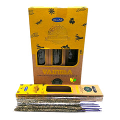 Batch of organic incense Ullas 12 different Aromas handmade without child labor, with gift burner, each box is 25g.