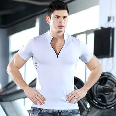 2020 Summer Stand Collar Stretch Golf T Shirt Men Quick Dry Stretch Running Shirts Gym Fitness Golf Sportswear Customize LOGO