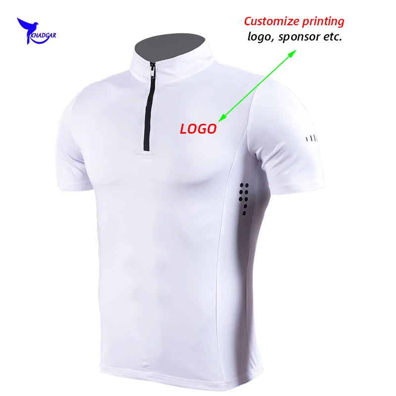 2020 Summer Stand Collar Stretch Golf T Shirt Men Quick Dry Stretch Running Shirts Gym Fitness Golf Sportswear Customize LOGO