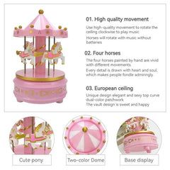 1pc Luxury Carousel Music Box 4 Horses Rotate Rotation Romantic Luxury Carousel Toys Handwork Music Box Gifts