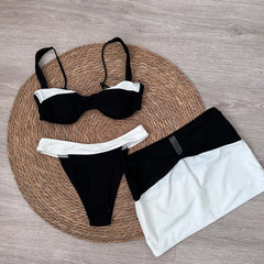 3 Piece Micro Bikinis 2024 Sexy Women Swimsuits Female Swimwear Bikini Set Bathing Suit Swimming Suits Beachwear Thong Biquini