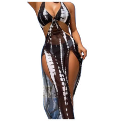 European And American Three Pieces Halter Ring Link Bikini 2024 Women Sexy Cut Out Side Cover Up Dress Swimsuit Bikini Mujer