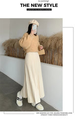 2023 Long Knitted Skirt Women Autumn Winter Warm Skirts Female Korean Fashion Pleated Skirt Ladies Elegant High Waist Maxi Skirt