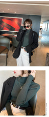 Elegant Solid Basic Knitted Tops Women Turtlneck Sweater Long Sleeve Casual Slim Pullover Korean Fashion Simple Chic Clothes