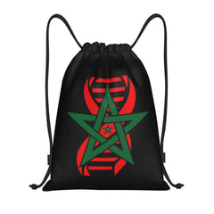 Custom Moroccan Torn Morocco Flag Drawstring Bag for Shopping Yoga Backpacks Men Women Sports Gym Sackpack