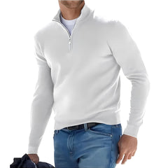 Autumn Men's Sweatwear Warm Pullover Solid Color Half Zipper Casual Sweater Slim V-neck Long Sleeve Men's Sweatshirts Winter Top