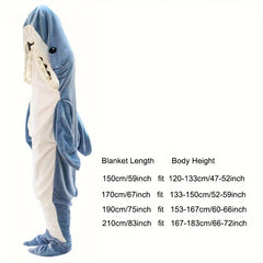 Cartoon Shark Blanket  Sleeping Bag Women Pajamas Nap Adult Blanket Flannel Shark Plaid Nightrobe Comfy Bathrobe Homewear