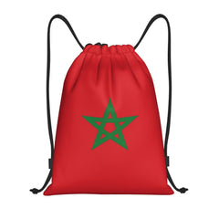 Custom Moroccan Torn Morocco Flag Drawstring Bag for Shopping Yoga Backpacks Men Women Sports Gym Sackpack