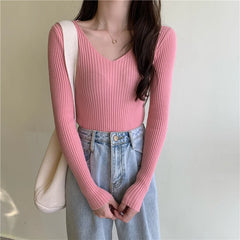 2024 Autumn Winter Women Sweaters Casual Long Sleeve Knitted Pullover Sweater Femme Basic Solid Jersey Tops Fashion Clothes