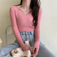 2024 Autumn Winter Women Sweaters Casual Long Sleeve Knitted Pullover Sweater Femme Basic Solid Jersey Tops Fashion Clothes