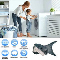 Cute Cartoon Shark Sleeping Bag Pajamas Soft Warm Shark Jumpsuit Blanket High Quality Fabric Shawl Blanket For Kid Adult