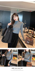 Elegant Solid Basic Knitted Tops Women Turtlneck Sweater Long Sleeve Casual Slim Pullover Korean Fashion Simple Chic Clothes