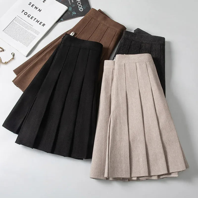 Pleated Skirt Winter School Clothes Y2k Grey Falda Short De Mujer High Waisted Korean Fall Skort Black Mini Skirts For Women