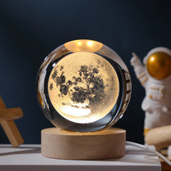 6cm 3D Crystal ball Crystal Planet Night Light Laser Engraved Solar System Globe Astronomy Birthday Gift Home Desktop Decoration