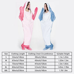 Cute Cartoon Shark Sleeping Bag Pajamas Soft Warm Shark Jumpsuit Blanket High Quality Fabric Shawl Blanket For Kid Adult