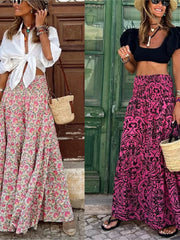 Printed skirt for women's 2023 summer new casual beach long party loose women's vacation A-line skirt elegant Bohemian MsChuh