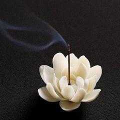 New 1PC Ceramic White Lotus Incense Burner Sandal Wood Incense Burner Ornaments Home Incense Stick Holder Aromatherapy