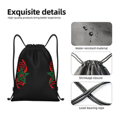 Custom Moroccan Torn Morocco Flag Drawstring Bag for Shopping Yoga Backpacks Men Women Sports Gym Sackpack