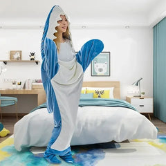 Shark Blanket Hoodie Shark Onesis for Adults and Children Wearable Hoodie Blanket Warm and Comfortable Blanket Cozy Sleeping Bag