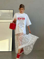 Women Clothing Skirt 2024 Spring and Summer New Fashionable Loose Brocade Lace Jacquard Casual Commuter High-waist Skirt