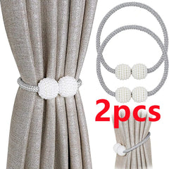 2PCS Pearl Magnetic Curtain Clip Curtain Holders Tie Back Buckle Clips Hanging Ball Buckle Tie Back Curtain Decor Accessories