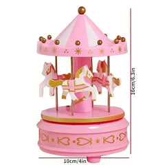 1pc Luxury Carousel Music Box 4 Horses Rotate Rotation Romantic Luxury Carousel Toys Handwork Music Box Gifts