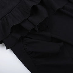 2024 Aesthetic Ruffle Y2k Sexy High Low Black Skirt Harajuku Retro Gothic Vintage lrregular long Rock Skirt Streetwear