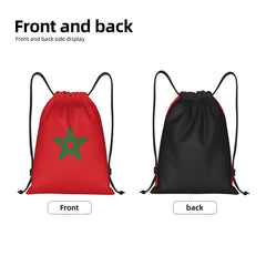 Custom Moroccan Torn Morocco Flag Drawstring Bag for Shopping Yoga Backpacks Men Women Sports Gym Sackpack