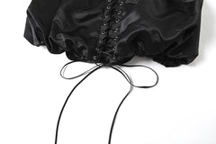 Women Low Rise Bandage Lace Up Bubble Mini Skirt Sexy Hollow Out Puff Short Skirts 2024 Summer Beach Punk Grunge Y2K Clothes