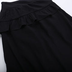 2024 Aesthetic Ruffle Y2k Sexy High Low Black Skirt Harajuku Retro Gothic Vintage lrregular long Rock Skirt Streetwear