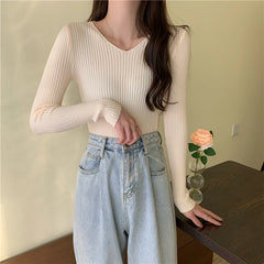 2024 Autumn Winter Women Sweaters Casual Long Sleeve Knitted Pullover Sweater Femme Basic Solid Jersey Tops Fashion Clothes