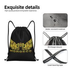 Custom Moroccan Torn Morocco Flag Drawstring Bag for Shopping Yoga Backpacks Men Women Sports Gym Sackpack