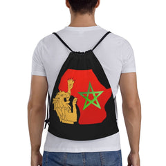 Custom Moroccan Torn Morocco Flag Drawstring Bag for Shopping Yoga Backpacks Men Women Sports Gym Sackpack