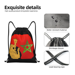 Custom Moroccan Torn Morocco Flag Drawstring Bag for Shopping Yoga Backpacks Men Women Sports Gym Sackpack