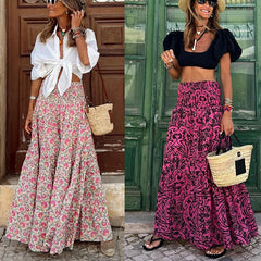 Printed skirt for women's 2023 summer new casual beach long party loose women's vacation A-line skirt elegant Bohemian MsChuh