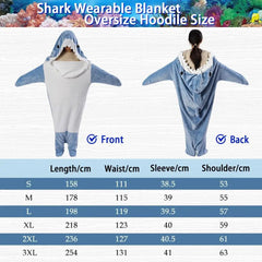 S-3XL Shark Blanket For Adult Wearable Winter Warm Blanket Hooded Playsuit Onesie Funny Sleeping Bag For Slumber Party