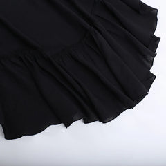 2024 Aesthetic Ruffle Y2k Sexy High Low Black Skirt Harajuku Retro Gothic Vintage lrregular long Rock Skirt Streetwear