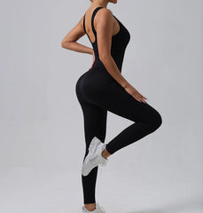 Women's Tracksuit Yoga Set Seamless Jumpsuits Ribbed One Piece Fitness Rompers Sleeveless Sportswear Gym Set Workout Clothes