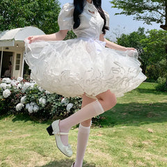 Multi-layer Ruffled Petticoats for Women Fluffy Bubble Skirt Crinoline Underskirt No Hoop Boneless Lolita Puffy Skirt Mini Skirt