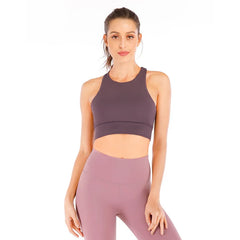 New Color Women Longline Sports Bra with Triangle Cutout on Back High Impact High Neck Fitness Crop Bra Top