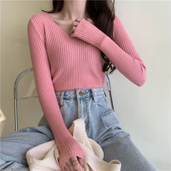 2024 Autumn Winter Women Sweaters Casual Long Sleeve Knitted Pullover Sweater Femme Basic Solid Jersey Tops Fashion Clothes