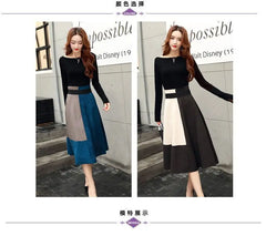 Spring Autumn New High Waist Contrast A-line Skirt All-match Zipper Loose Trend Skirts Vintage Elegant Temperament Women Clothes