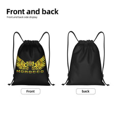 Custom Moroccan Torn Morocco Flag Drawstring Bag for Shopping Yoga Backpacks Men Women Sports Gym Sackpack