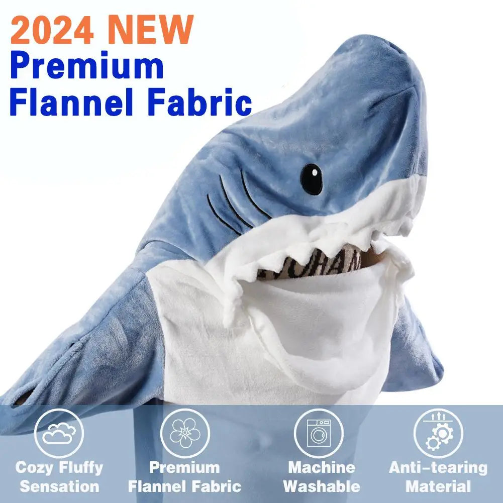 S-3XL Shark Blanket For Adult Wearable Winter Warm Blanket Hooded Playsuit Onesie Funny Sleeping Bag For Slumber Party